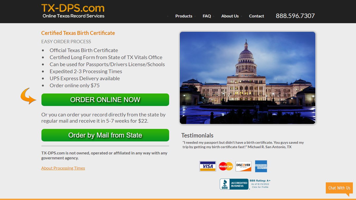 Order Certified Texas Birth Certificate Online | TX Record Service